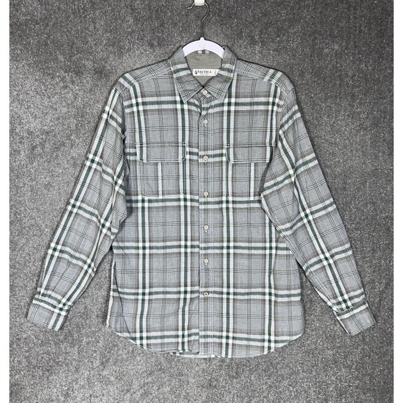 Nautica‎ Heritage Plaid Flannel Button Up Shirt Mens Size Small Chest Pockets - Picture 1 of 10